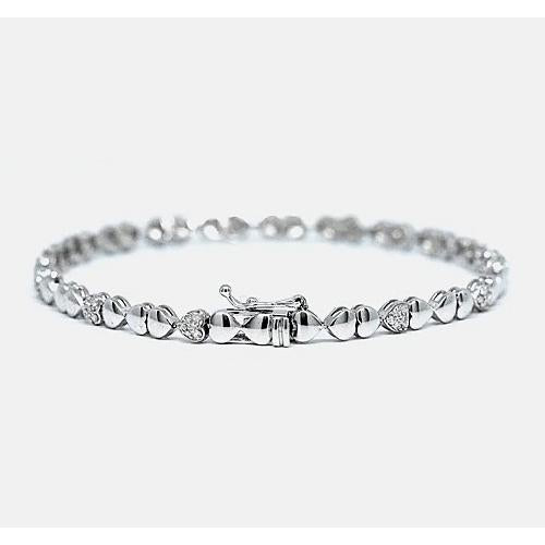 Tennis Bracelet Heart Shape Diamond Tennis Bracelet 2 Carats F/G White Gold 14K