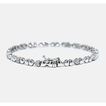 Tennis Bracelet Heart Shape Diamond Tennis Bracelet 2 Carats F/G White Gold 14K