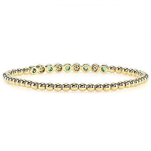 Gemstone Bracelet Diamond Green Emerald Tennis Bracelet 3.7 Carats F Vs1 Yellow Gold 14K