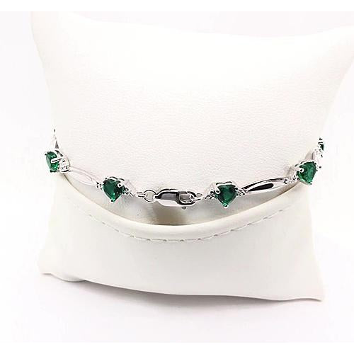 Gemstone Bracelet Green Emerald Heart Shape Diamond Bracelet 9.54 Carats Jewelry