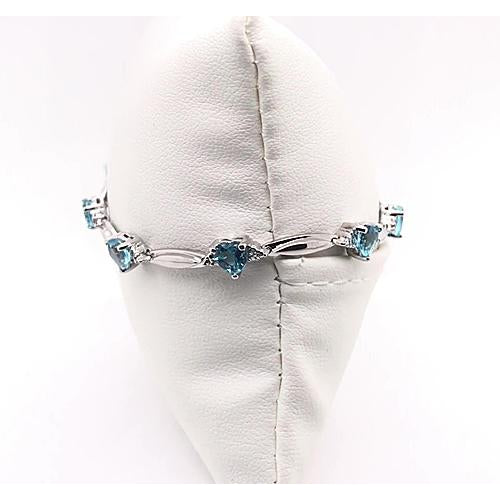 Gemstone  Ladies Weeding Blue Amethyst Heart Shape Diamond Bracelet   White Gold   Gemstone Bracelet Bracelet