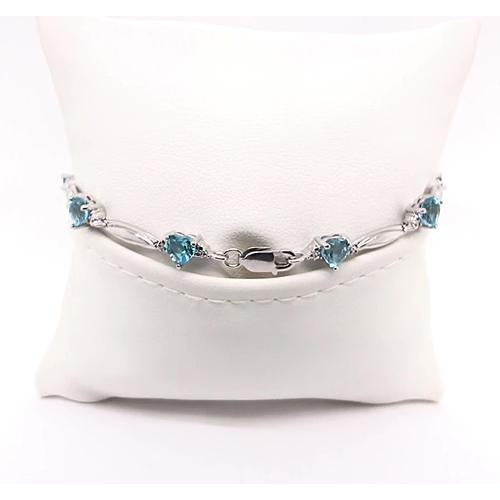 Ladies Weeding Blue Amethyst Heart Shape Diamond Bracelet   White Gold   Gemstone Bracelet