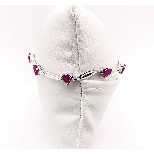 Gemstone  Jewelry New Womans Heart Shape Rhodolite Garnet Diamond Bracelet   Bracelet