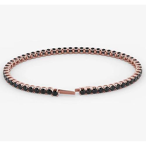Tennis Bracelet Tennis Bracelet Black Diamond 5.90 Carats Rose Gold 14K Jewelry New