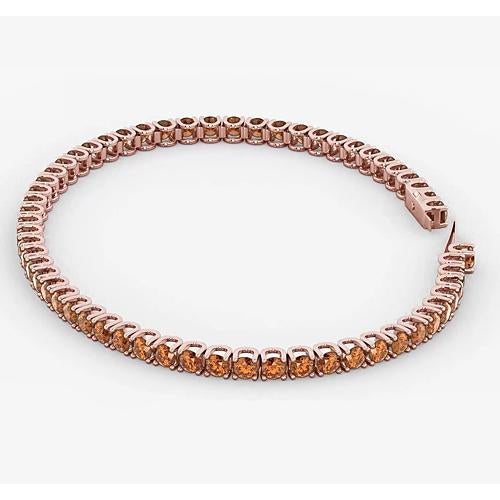 Jewelry New Best Womans Sparkling Tennis Bracelet Rose Gold Orange Sapphire