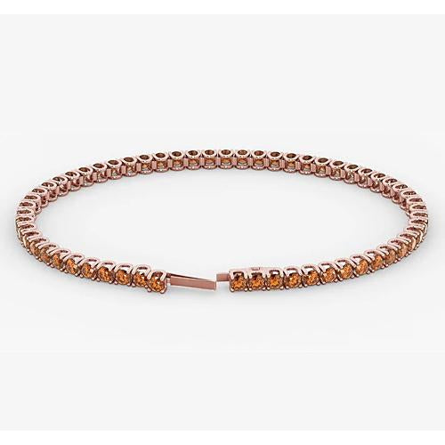 Jewelry New Best Womans Sparkling Tennis Bracelet Rose Gold Orange Sapphire