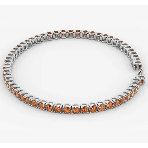 Womans Gemstone  Orange Sapphire Tennis Bracelet Women 5.90 Carats White Gold Jewelry New Gemstone Bracelet Bracelet