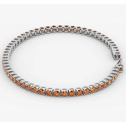 Womans Gemstone  Orange Sapphire Tennis Bracelet Women 5.90 Carats White Gold Jewelry New Gemstone Bracelet Bracelet