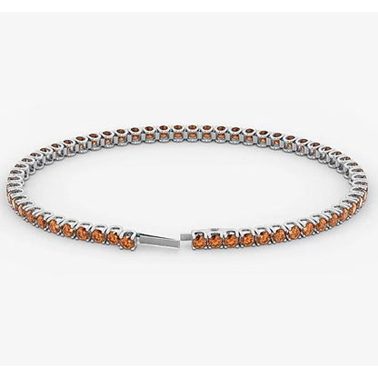 Orange Sapphire Tennis Bracelet Women 5.90 Carats White Gold Jewelry New Gemstone Bracelet