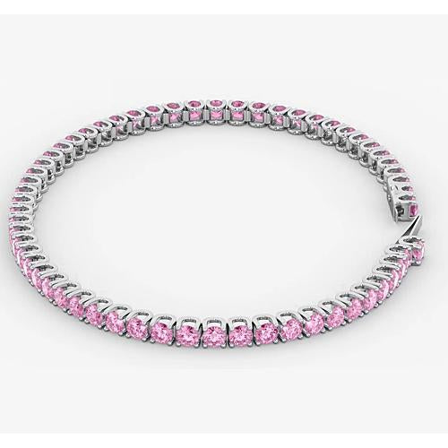 Gemstone  Bracelet Tennis Bracelet Pink Sapphire   White Gold Women Jewelry  