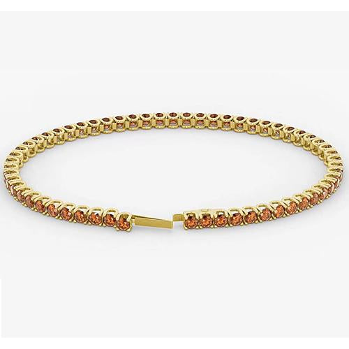 Gemstone Bracelet Orange Sapphire Tennis Bracelet 5.90 Carats Jewelry New