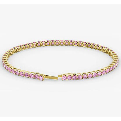 Gemstone Bracelet Pink Sapphire Tennis Bracelet 5.90 Carats Women White Gold Jewelry
