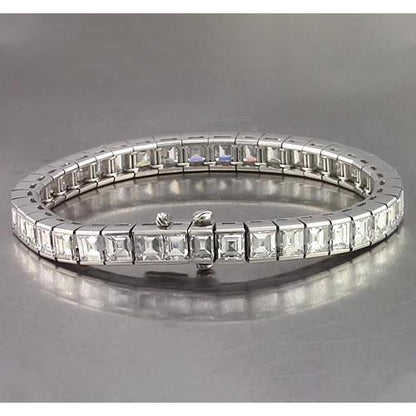 Tennis Bracelet Diamond Asscher Tennis Bracelet 26.65 Carats White Gold Jewelry New