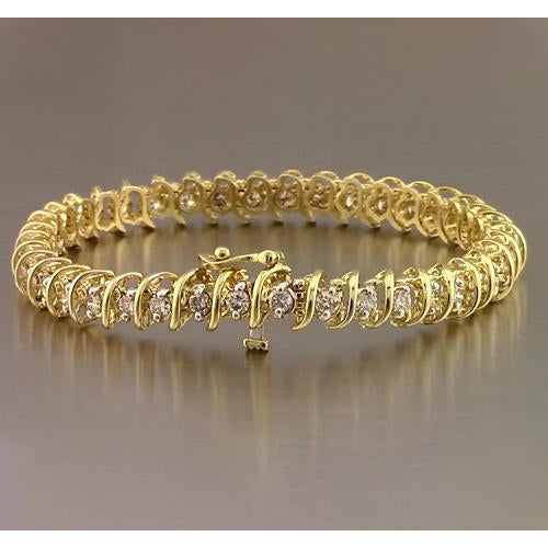 Tennis Bracelet Round Diamond Tennis Bracelet 4 Carats Yellow Gold 14K F Vs1