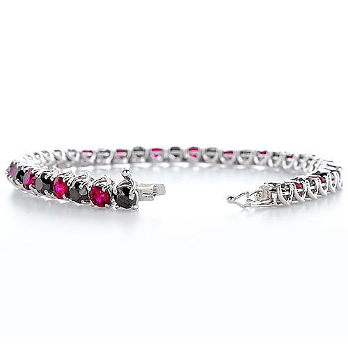  Ruby & Black  Amazing Ladies weeding  Diamond Tennis Bracelet Prong