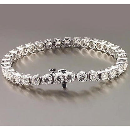 Tennis Bracelet Diamond Tennis Bracelet Prong Set 10.20 Carats White Gold Jewelry 14K