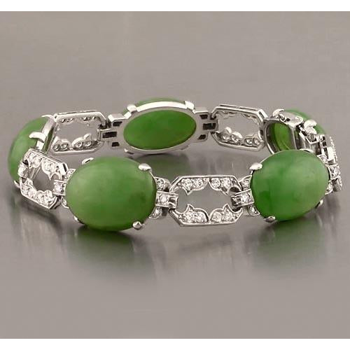 Fancy Lady’s Vintage Style  Jade Diamond Bracelet   White Gold Jewelry New Gemstone Bracelet