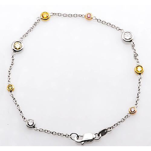 New Amazing Pink & Yellow Sapphire And White Diamond Bracelet   Women Jewelry Gemstone Bracelet