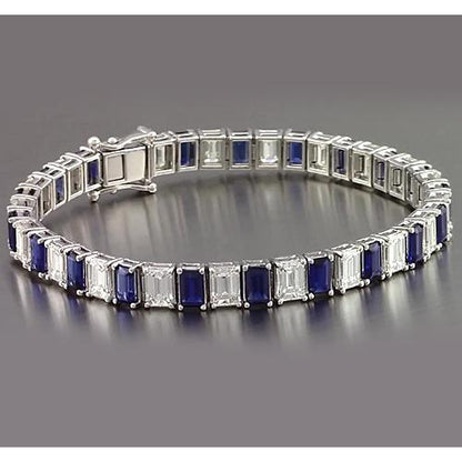 Gemstone Multi Color Sapphire Emerald Cut Bracelet   Yellow Gold Jewelry Gemstone Bracelet  Bracelet