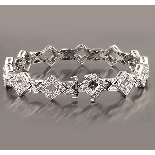 Tennis Bracelet Gents White Gold Diamond Bracelet 3.50 Carats Jewelry New