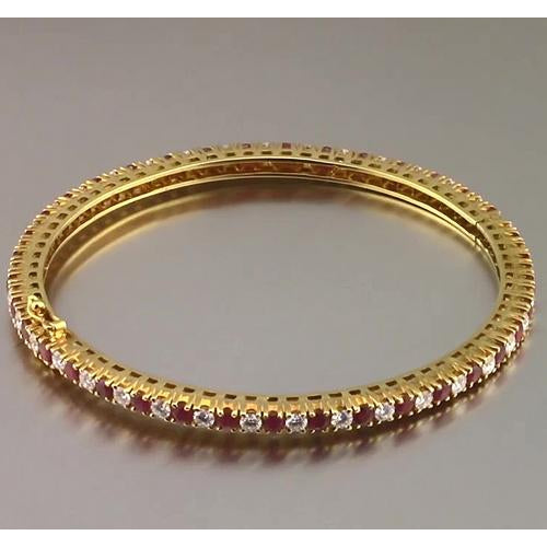 Bangle Yellow Gold New Amazing Womans Anneversary  Ruby And Diamond Tennis Bangle 