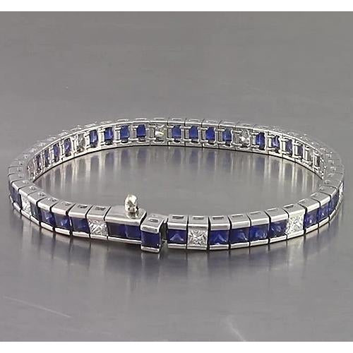 Blue Sapphire Tennis Bracelet Princess Cut  Best Amazing Stylish  White Gold
