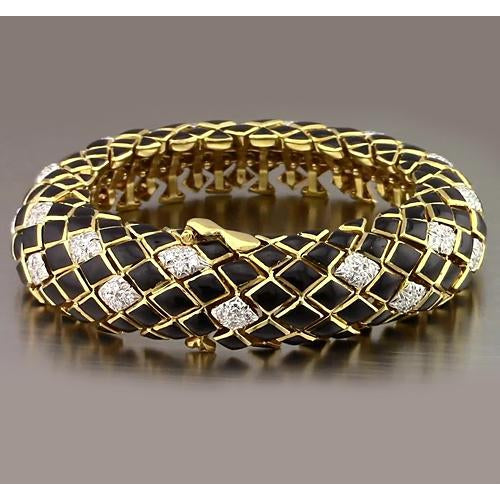 Mens Bracelet Black Yellow Gold Diamond Men's Bracelet 4.80 Carats Jewelry F Vs1 New