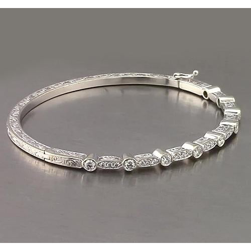 Bangle Filigree Style Diamond Bangle 4 Carats White Gold 14K