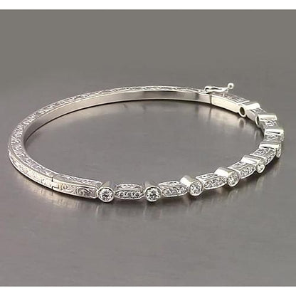 Bangle Filigree Style Diamond Bangle 4 Carats White Gold 14K