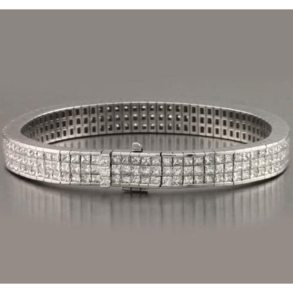 Tennis Bracelet Diamond Tennis Bracelet Pavé Set 24.90 Carats White Gold 14K