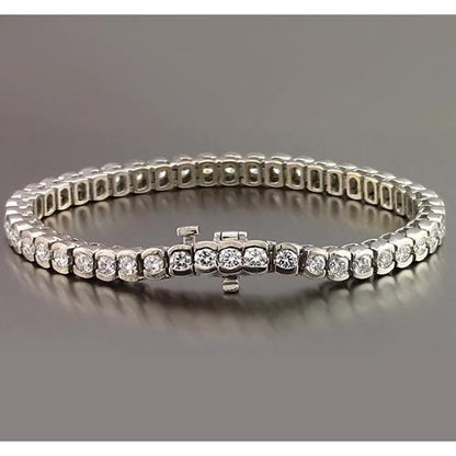 Tennis Bracelet Round Diamond Half Bezel Set Tennis Bracelet 4.90 Carats Jewelry New
