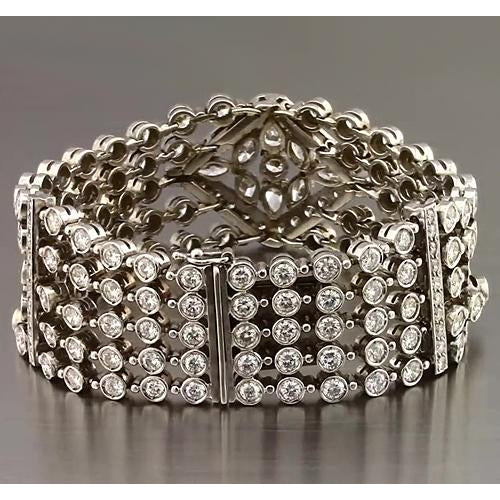 Tennis Bracelet Marquise Round Diamond Carpet Bracelet 19 Carats White Gold Jewelry