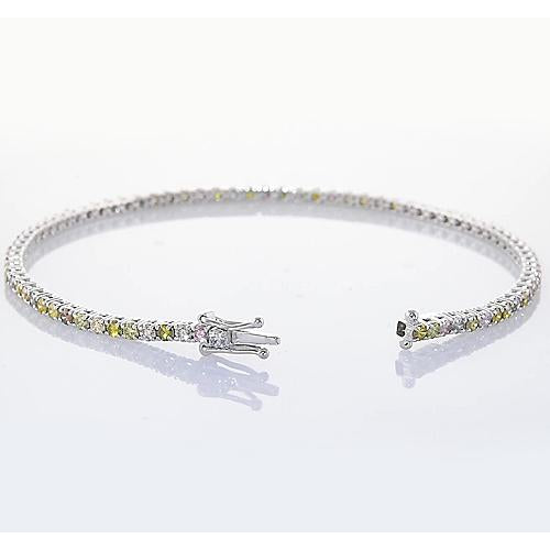Pink, Yellow, Green & White Sapphire Tennis Bracelet Prong Set   Jewelry Gemstone Bracelet