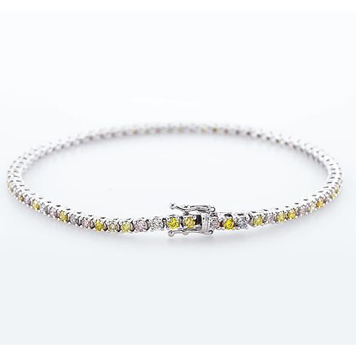  Pink, White, Yellow & Green Sapphire Tennis Bracelet   Jewelry