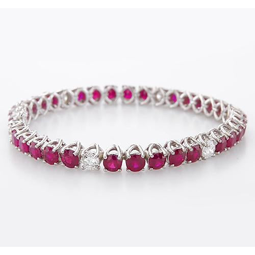 Diamond Ruby Tennis Bracelet   Prong Set Women Jewelry Media  Gemstone Bracelet