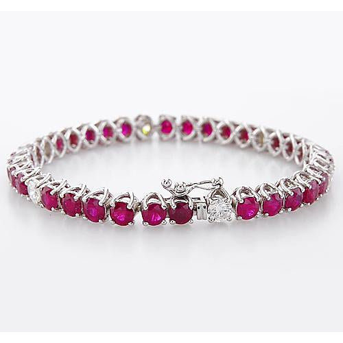 Gemstone Bracelet Diamond Ruby Tennis Bracelet  Prong Set Women Jewelry
