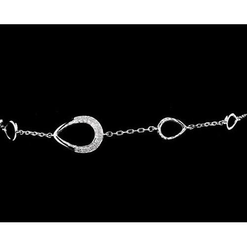 Chain Bracelet Diamond Bracelet 1.50 Carats Women Pear Shape White Gold Jewelry 14K