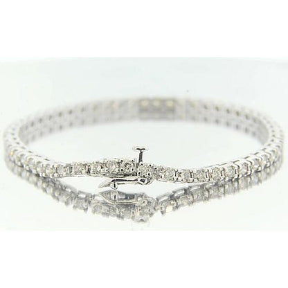 Tennis Bracelet Round Diamond Bracelet Prong Set 5.40 Carats White Gold