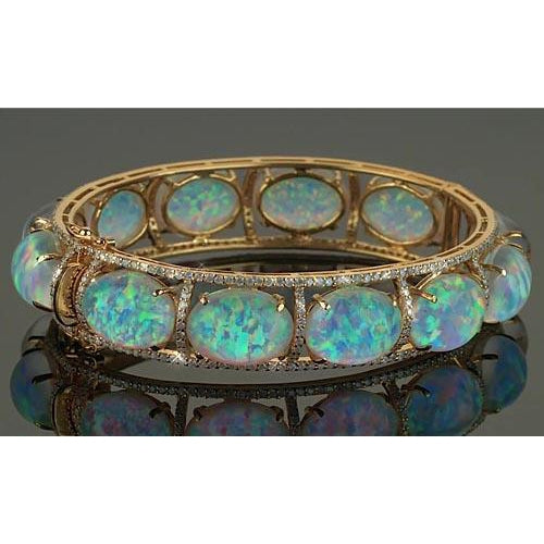 New Womans  Opal Diamond Bracelet Prong Set  Bracelet Women Gemstone Bracelet