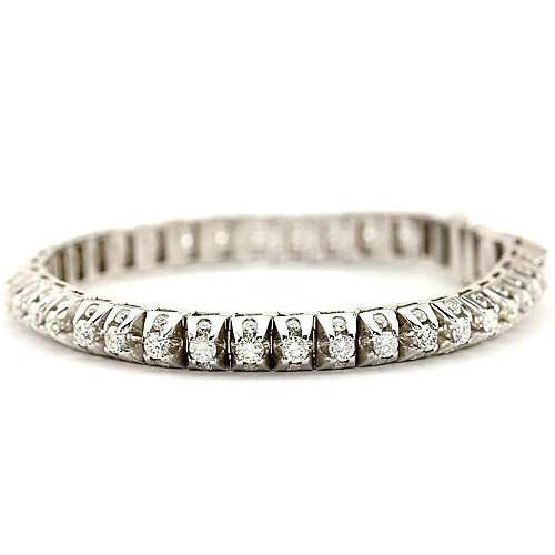 Tennis Bracelet White Diamond Tennis Bracelet 6.35 Carats White Gold Jewelry 14K