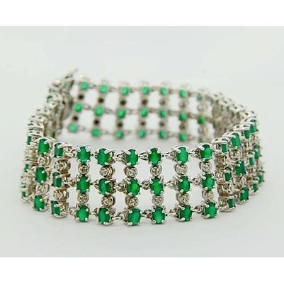 Womans Weeding Diamond Tennis Bracelet Green Sapphire 6 Carats Women Jewelry White Gold Gemstone Bracelet 