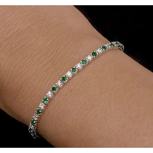 Womans Weeding Diamond Tennis Bracelet Green Sapphire 6 Carats Women Jewelry White Gold Gemstone Bracelet
