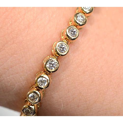 Tennis Bracelet Diamond Tennis Bracelet Women Bezel Set 5 Carats Yellow Gold Jewelry