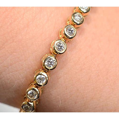 Tennis Bracelet Diamond Tennis Bracelet Women Bezel Set 5 Carats Yellow Gold Jewelry