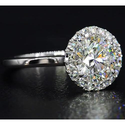 Halo Ring Round Diamond Ring Halo Style 5.50 Carats White Gold 14K