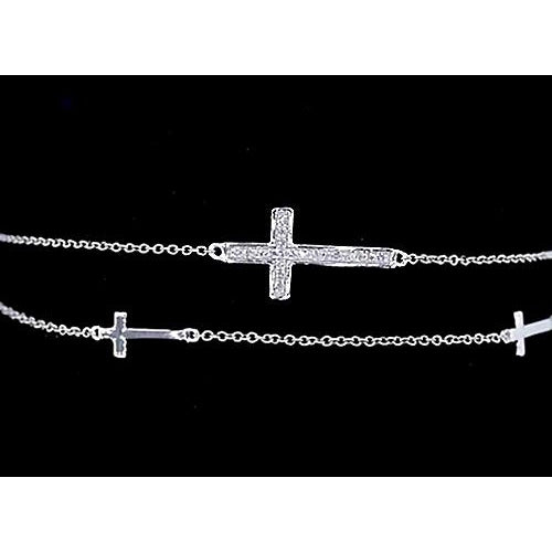 Chain Bracelet Diamond Cross Bracelet 2 Carats White Gold 14K Jewelry