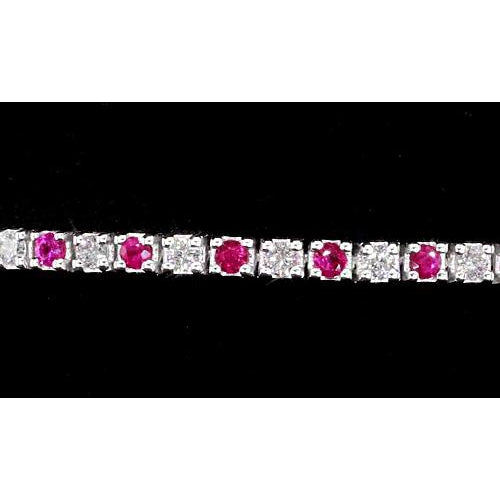 Gemstone Bracelet Tennis Bracelet Diamond Pink Sapphire Prong Set   White Gold