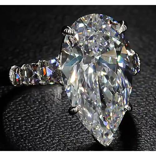 Engagement Ring Pear Cut Diamond Ring Jewelry 6.50 Carats White Gold 14K