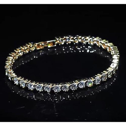 Tennis Bracelet Ladies Diamond Tennis Bracelet 8 Carats Yellow Gold 14K Jewelry