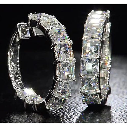  Women Diamond Engagement Ring White Gold Hoop Earrings